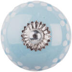 Clayre & Eef Buton mobilier ceramica albastra alba Ø 4x4 cm (64507X)
