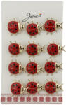 Flippy Brose Martisor Primavara, Jolie, Set 12 Bucati, Model Buburuza Mare, Brosa din Metal, 3 x 2 cm per Bucata, Rosu (teo-134037)