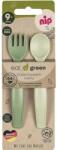 Nip Set tacamuri bebelusi nip Eat Green, lingurita si furculita bio, 9+ luni (38605) Tacam