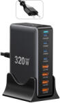 ESSAGER ESSAGER® YMX-320W - 320 Wattos USB-s asztali gyorstöltő - 8 port (4x Type C + 4x USB-A) Android, Apple és Windows rendszerekhez