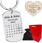  Gravírozott Kulcstartó ezüst Naptár Dátum Ajándék Gravírozás Ingyenes (ZAWIESZKA Z GRAWEREM, PERSONALIZOWANY BRELOK)