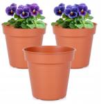 Artemis 3x Kerti Virágtartó Műanyag Barna Növények Virágok Gyógynövények 13x12 cm (VD-339518)