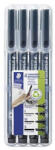 STAEDTLER Alkoholos marker készlet, OHP, STAEDTLER "Lumocolor® 31", 4 különböző vonalvastagság, feke (CTS319WP4GS)