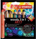  Színes ceruza készlet, kerek, vastag, STABILO "Woody ARTY 3 in 1", 6 különböző szín (CTST88061)