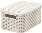  Rattan hatású kosár tetővel, 6l, törtfehér, CURVER "Style S (CCSCR7BT)