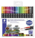 STAEDTLER Alkoholos marker készlet, 0, 5/3, 0 mm, kétvégű, STAEDTLER "3187", 18 különböző szín (CTS3187TB18)
