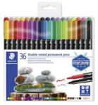 STAEDTLER Alkoholos marker készlet, 0, 5/3, 0 mm, kétvégű, STAEDTLER "3187", 36 különböző szín (CTS3187TB36)