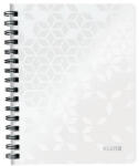 Leitz Spirálfüzet, A5, vonalas, 80 lap, LEITZ "Wow", fehér (CE46390001)