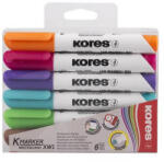  Tábla- és flipchart marker készlet, 3 mm, kúpos, KORES "K-Marker XW1", 6 különböző szín (CIK20802)