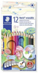 STAEDTLER Színes ceruza készlet radírral, hatszögletű, STAEDTLER "Noris Club", 12 különböző szín (CTS14450NC12)