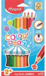  Színes ceruza készlet, háromszögletű, vastag, MAPED "Jumbo", 12 különböző szín (CIMA834010)