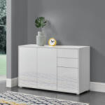 [en. casa] Comoda living Paarl alb lucios, 2 sertare si 3 usi, 117 cm (71488088) Comoda