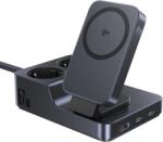 Baseus Statie incarcare Baseus Nomos ND11 6 in 1, 2x AC, 1x USB-A, 2x USB-C, Qi2 Wireless, 67W, 1.5m, Negru (E00078801123-00)