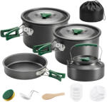 Outsunny Set de Oale Camping, 4-5 Persoane, Oțel Inoxidabil, 20.5 x 20.5 x 15.5 cm, Gri | Aosom Romania (802-012V00GY)
