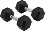 HOMCOM Set 2 gantere hexagonale de 10kg din metal si cauciuc pentru antrenamente acasa si la birou, negru (A91-019V01)