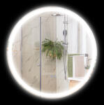Kleankin Oglindă rotundă luminoasă LED de baie Ø 70 cm murală cu iluminare 3 culori comutator tactil 23W alb argintiu | Aosom Romania (834-596V01CR)