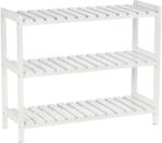 HomCom Etajeră pentru încălțăminte, suport pentru pantofi 3 niveluri, rafturi cu lamele, din lemn de pin， 70 x 26 x 57, 5 cm, alb | Aosom Romania (837-053WT) Pantofar