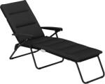 Outsunny Șezlong pliabil transat înclinat 6 poziții cu saltea + cotiere oțel poliester 153 x 58, 5 x 89 cm negru | Aosom Romania (84B-578V00BK)