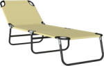 Outsunny Sezlong Pliabil pentru Gradina cu Spatar Ajustabil 5 Pozitii din Otel si Tesatura Oxford 188x56x28 cm Bej | Aosom Romania (84B-442CW)