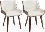 HomCom Set de 2 scaune pentru sufragerie stil vintage șezut tapițerie sintetică 51, 5 x 53 x 79, 5 cm alb maro | Aosom Romania (835-821V00CW)