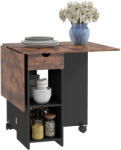 HomCom Masă de dining pliabilă masă de bucatărie extensibilă pentru 2 până la 4 persoane 2 abătători 120 x 72 x 75 cm maro rustic și negru | Aosom Romania (83A-117V80RB)