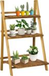 Outsunny Etajeră pentru plante în lemn formă piramidală, eșafodaj pliabil cu 3 rafturi 60 x 37 x 93 cm maro | Aosom Romania (845-119)