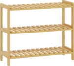 HomCom Etajeră din bambus cu 3 niveluri pentru pantofi pentru 9 perechi pentru antreu hol 70x26x57, 5 cm natural | Aosom Romania (837-053V00ND) Pantofar