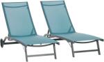 Outsunny Set de 2 Șezlonguri Rabatabile pe 5 Niveluri, Șezlonguri din Aluminiu și Țesătură Respirabilă, 66x165x102 cm, Albastru | Aosom Romania (84G-088V01BU)