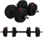 SPORTNOW Set 2 în 1 cu 2 gantere convertibile în halteră, 15 kg, cu discuri reglabile, roșu | Aosom Romania (A91-318V00RD)