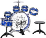 AIYAPLAY Set de Tobe cu Pedală, Tobe Medii și Mici, Ciocan și Scaun pentru Copii de 3-6 Ani, 65x22x57 cm, Albastru | Aosom Romania (390-029V00BU) Instrument muzical de jucarie