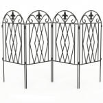 Outsunny Set de 4 garduri metalice de grădină 125x56 cm cu design arcuit, rezistente, ușor de instalat, pentru patio, gazon, negru | Aosom Romania (84J-178V00BK)