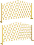 Outsunny Set de 2 panouri extensibile de gard pentru grădină exterioară din lemn pentru decor terasă 180x30x103 cm Natural | Aosom Romania (84J-236V00ND)