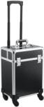 HOMCOM Valiza trolley pentru machiaj, geantă cosmetica cu mâner telescopic reglabil 34L x 24l x 52H cm aluminiu negru | Aosom Romania (501-024)