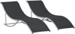 Outsunny Set 2 sezlonguri de Gradina Pliabile, sezlong pentru Plaja din Aluminiu si Textilen, 61x165x63 cm | Aosom Romania (84B-540BK)
