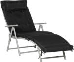 Outsunny Șezlong pliabil 7 poziții, șezlong înclinabil, confort sporit cu saltea + cotiere, metal epoxidic, textilenă, poliester Negru | Aosom Romania (84B-184V01BK)