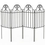 Outsunny Set cu 4 garduri metalice de grădină 125x57 cm cu design arcuit, rezistente, ușor de montat pentru patio, gazon, negru | Aosom Romania (84J-177V00BK)