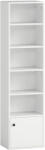 HOMCOM Bibliotecă cu 5 niveluri Etajeră modernă pentru cărți cu rafturi deschise și ușă 40x30x156 cm Alb | Aosom Romania (836-650V00WT) Raft