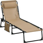 Outsunny Portable Sun Lounger, Folding Camping Bed 5-position Adjustable Grey | Aosom Romania (84B-812V70BG)