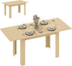 HomCom Masă de dining extensibilă, masă de bucătărie rectagulară, pentru 6-8 persoane, 140-180 x 80 cm, efect lemn natural | Aosom Romania (83A-280V02ND)