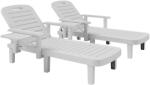 Outsunny Set 2 Șezlonguri cu Spătar Reglabil în 5 Poziții, Măsuță și Brațe Ergonomice, 79x158x88 cm, Gri | Aosom Romania (84G-789V01WT)
