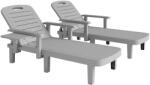Outsunny Set 2 Șezlonguri cu Spătar Reglabil în 5 Poziții, Măsuță și Brațe Ergonomice, 79x158x88 cm, Gri | Aosom Romania (84G-789V01LG)