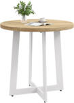 HomCom Masă de Dining Rotundă pentru 4 Persoane Masă de Bucătărie cu Blat de Lemn și Bază de Oțel Încrucișată Ø80x75 cm Stejar | Aosom Romania (83A-074V00ND)