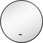HomCom Oglindă de Baie Anti-Ceață cu Lumini LED Reglabile, Ø70x3 cm, Negru | Aosom Romania (834-809V00BK)