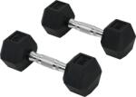 HOMCOM Set 2 Gantere Hexagonale, 5kg Fiecare, din Cauciuc cu Mâner Anti-alunecare, pentru Antrenament și Fitness, Negru | Aosom Romania (A91-016V01)