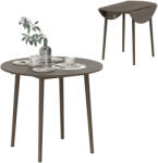 HomCom Masa de dining plianta 2 abatante, masa rotunda extensibila pentru 4 persoane, picioare din lemn Ø 89 x 73, 5 cm, gri | Aosom Romania (83A-111V80GY)