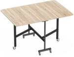 HomCom Masă Pliabilă pentru Dining, Masă de Bucătărie Extensibilă cu Roți și Frâne, pentru 4-6 Persoane, Birou Rabatabil cu Structură din Oțel, pentru Living, 120x80x73 cm, Stejar | Aosom Romania (83A-049V81