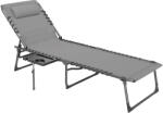 Outsunny Șezlong de Grădină Pliabil și Reglabil în 5 Poziții cu Măsuță Laterală, 60x190x31 cm, Gri | Aosom Romania (84G-721V00GY)