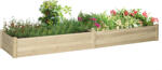 Outsunny Pat Ridicat pentru Cultivat Legume, Lada din Lemn de Brad cu Fund Deschis și Compartimente, 76x30x155 cm, Alb | Aosom Romania (845-583)