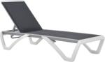 Outsunny Sezlong de Grădină cu Spătar Reglabil pe 5 Niveluri și Roți, Aluminiu și Textilena, Gri și Alb, 195x67.5x33 cm | Aosom Romania (84B-595GY)