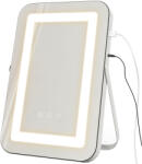 HOMCOM Oglindă de Machiaj LED cu Lumini Reglabile pe 3 Culori, USB și Oglindă de Mărire Rotativă, 31x41, 5x3 cm, Alb | Aosom Romania (505-014V90WT)